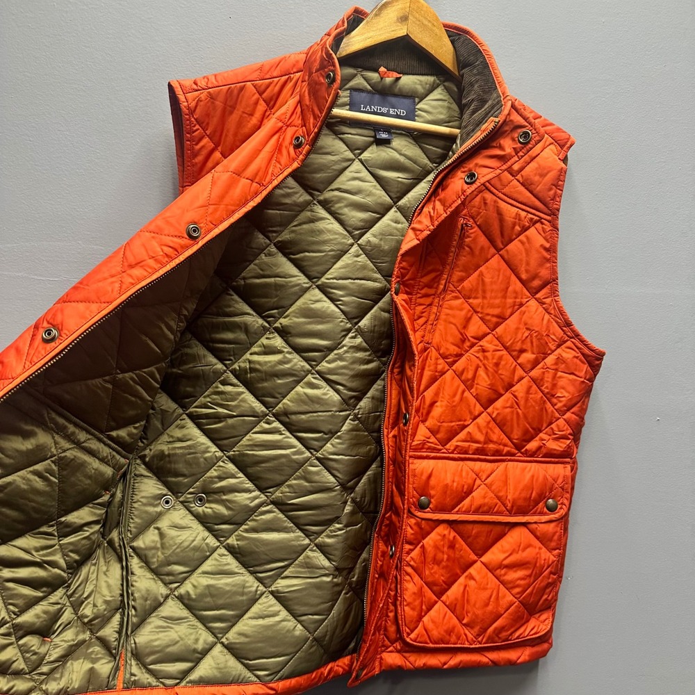Lands' End Primaloft Quilted Vest Orange Hunting Men's L 42-44 - Picture 4 of 6